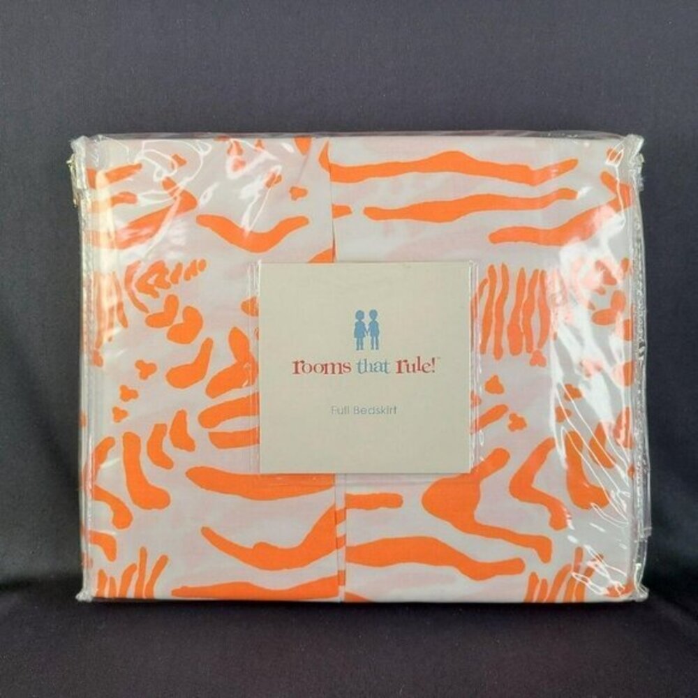 Rooms That Rule Bedskirt Orange Full Size Cotton Laurens‎ Zebra Print New